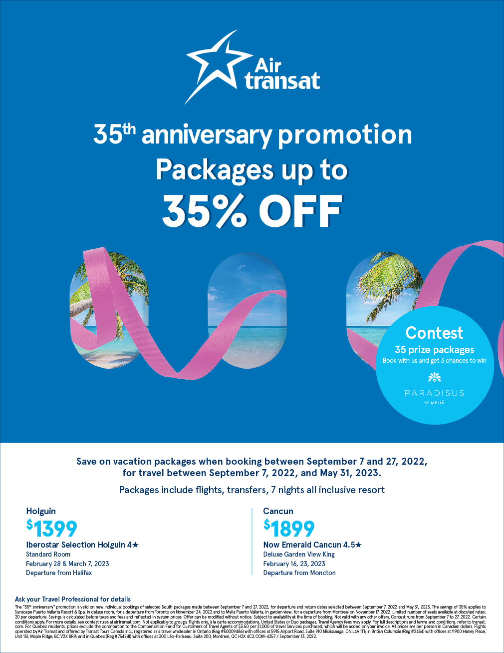 Packages Up To 35% Off - Halifax & Moncton Departures